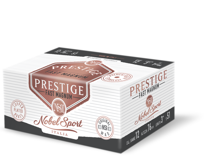 scatola cartucce caccia prestige fast magnum 12