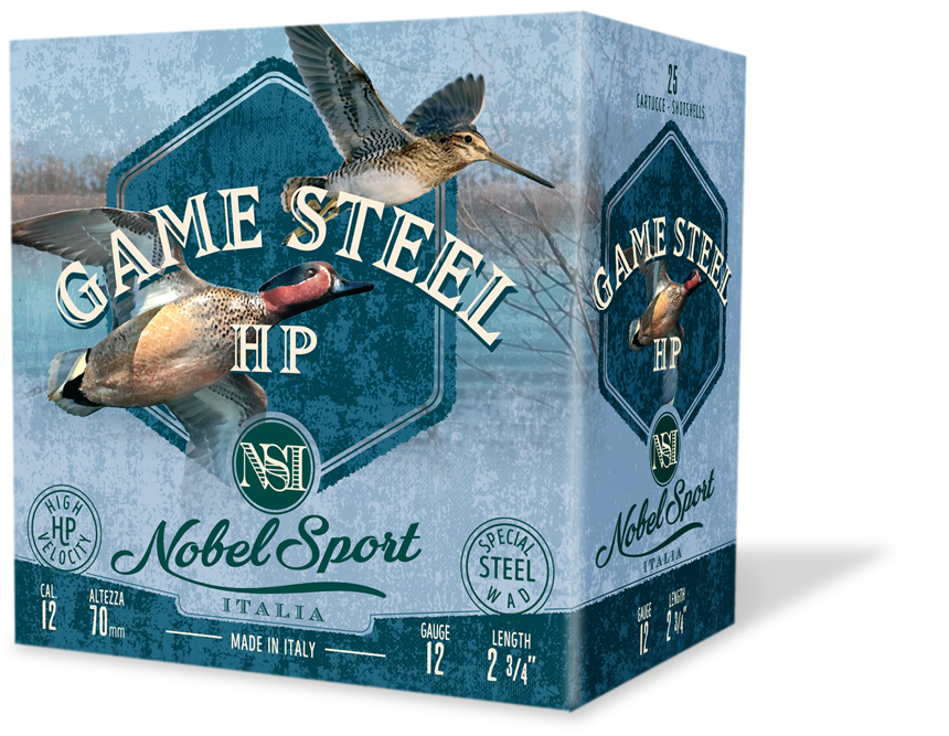 scatola cartucce caccia steel e waterfowl game steel hp 12