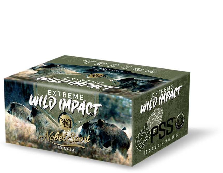 scatola cartucce caccia wild impact extreme 12
