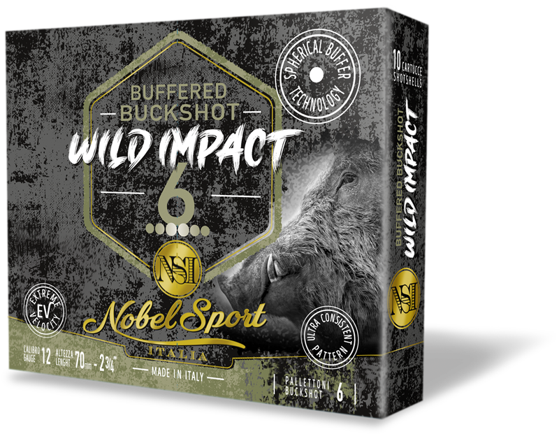 scatola cartucce caccia wild impact 6