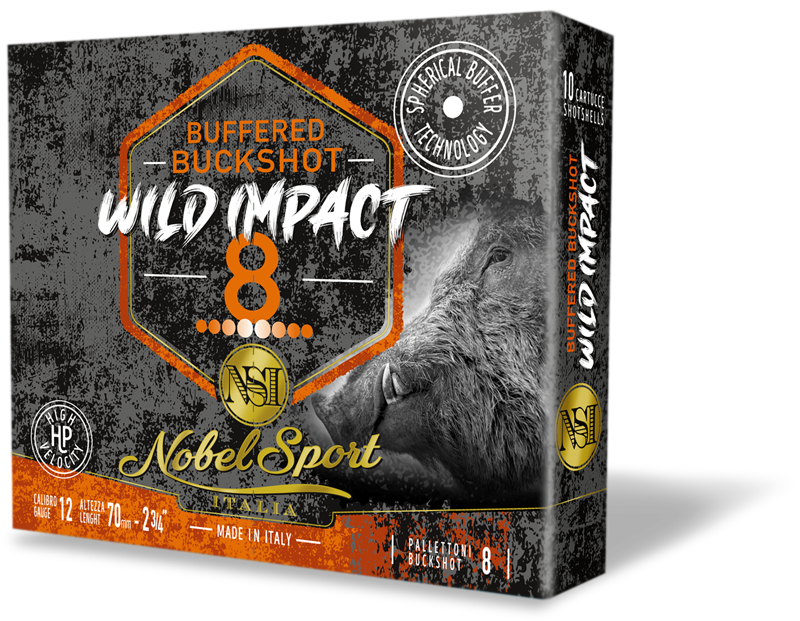 scatola cartucce caccia wild impact 8
