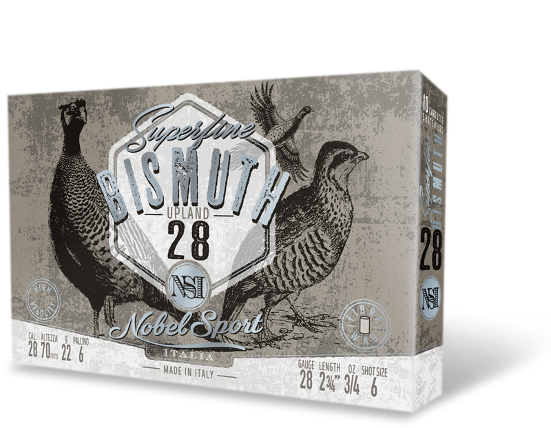 scatola cartucce caccia superfine bismuth upland 28