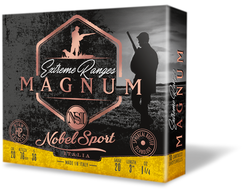 scatola cartucce caccia extreme ranges magnum 20